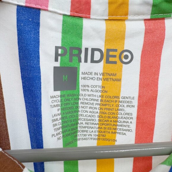 NEW Bullseye Pride Rainbow Striped Short Sleeve Maxi Shirt Dress Size Medium - Picture 9 of 11